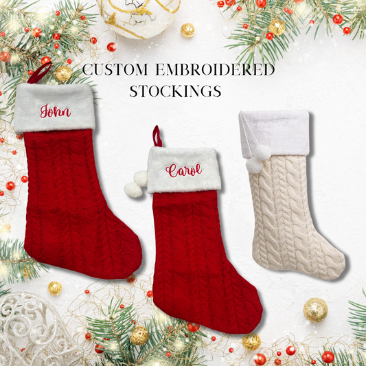 Embroidered Knit Stocking